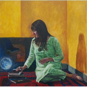 Tanweer Farooqi, Lams, 36 x 36 Inch, Oil on Canvas, Figurative Painting, AC-TF-010